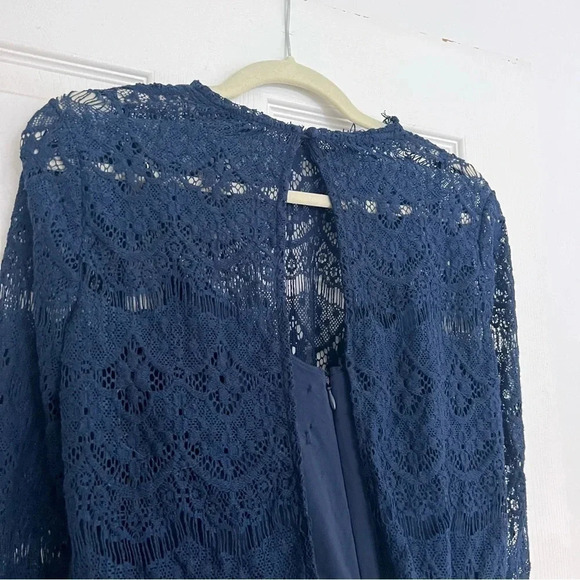 Saylor  $198 Anthropologie x Saylor Savannah Layered Lace Romper Navy Sz Xs - Picture 4 of 6